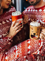 Pigiama Natale Famiglia Rosso con fantasie bianche
