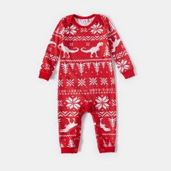 Pigiama Natale Famiglia Dinosauro Rosso Tutina Neonato
