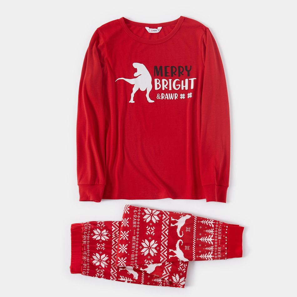 Pigiama Natale Famiglia Dinosauro Rosso Set