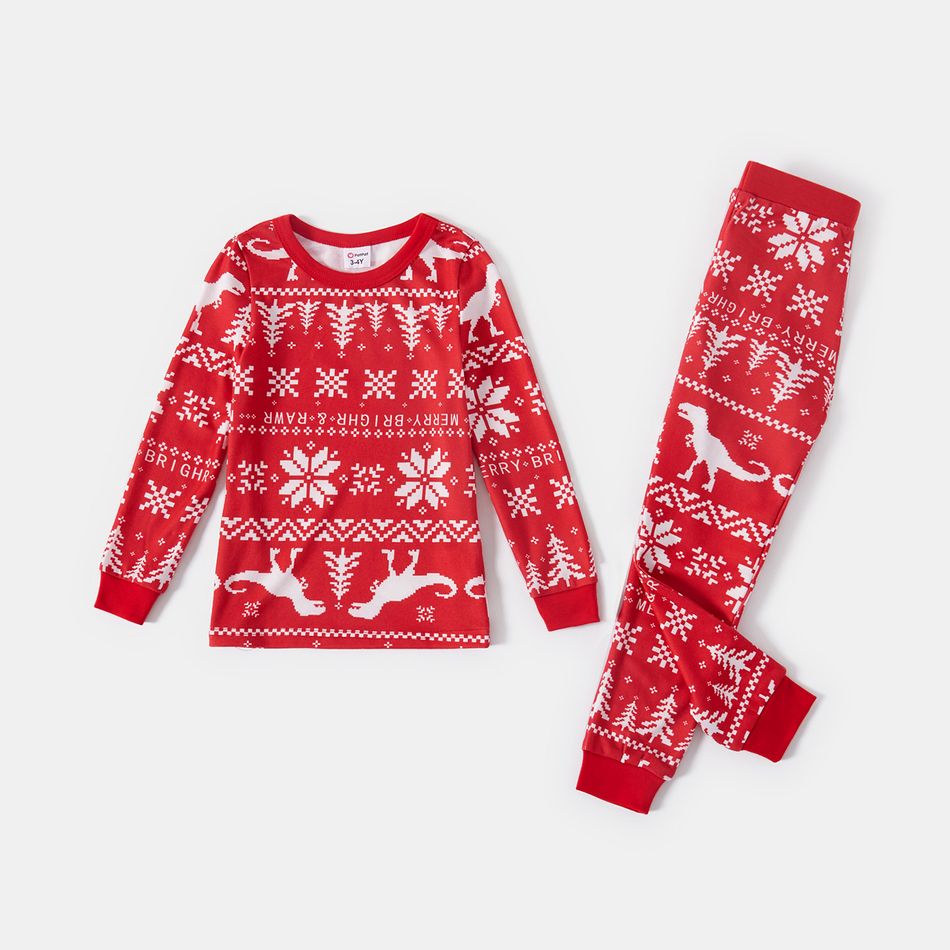 Pigiama Natale Famiglia Dinosauro Rosso Bambino