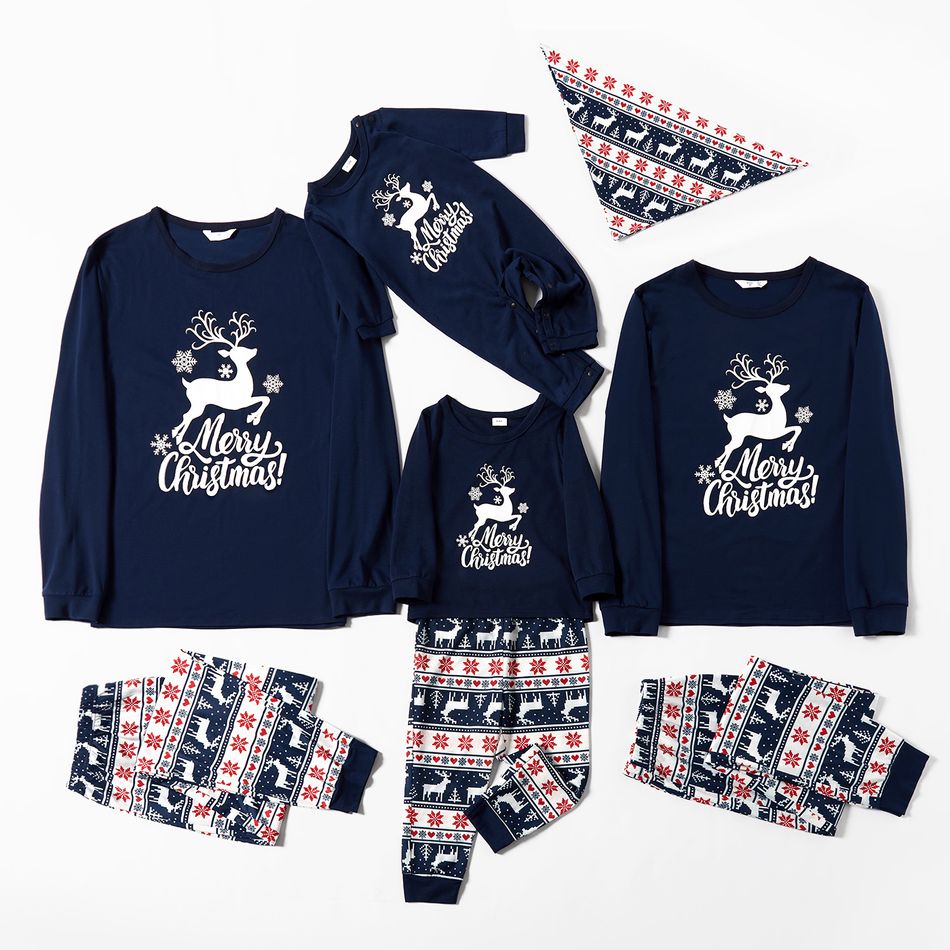 Pigiama Natale Famiglia Blu Renna Merry