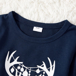 Pigiama Natale Famiglia Blu Con Renna