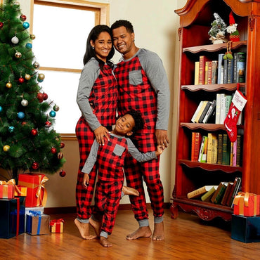 Pigiama Natale Famiglia Fantasia Geometrica Rossa e Nera