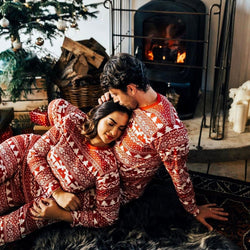 Pigiama Natale Famiglia Rosso con fantasie bianche