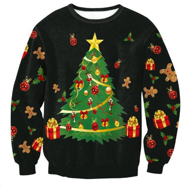 maglione natalizio nero con albero