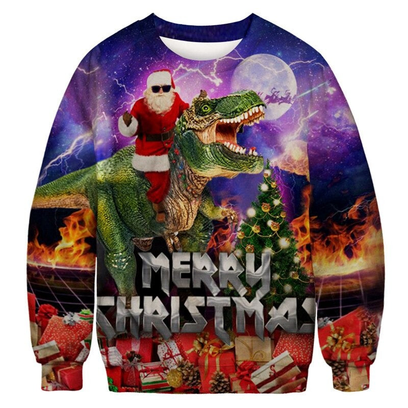 maglione natalizio santa t-rex