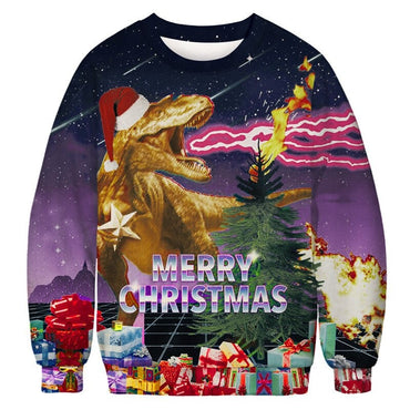 maglione natalizio t-rex con regali