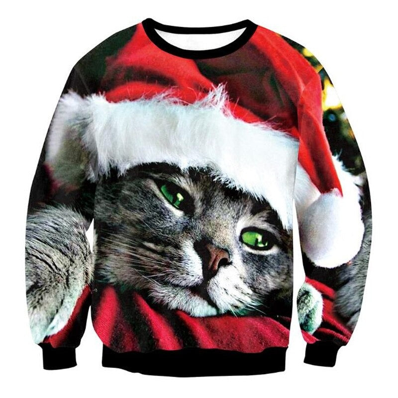 maglione natalizio gattino grigio