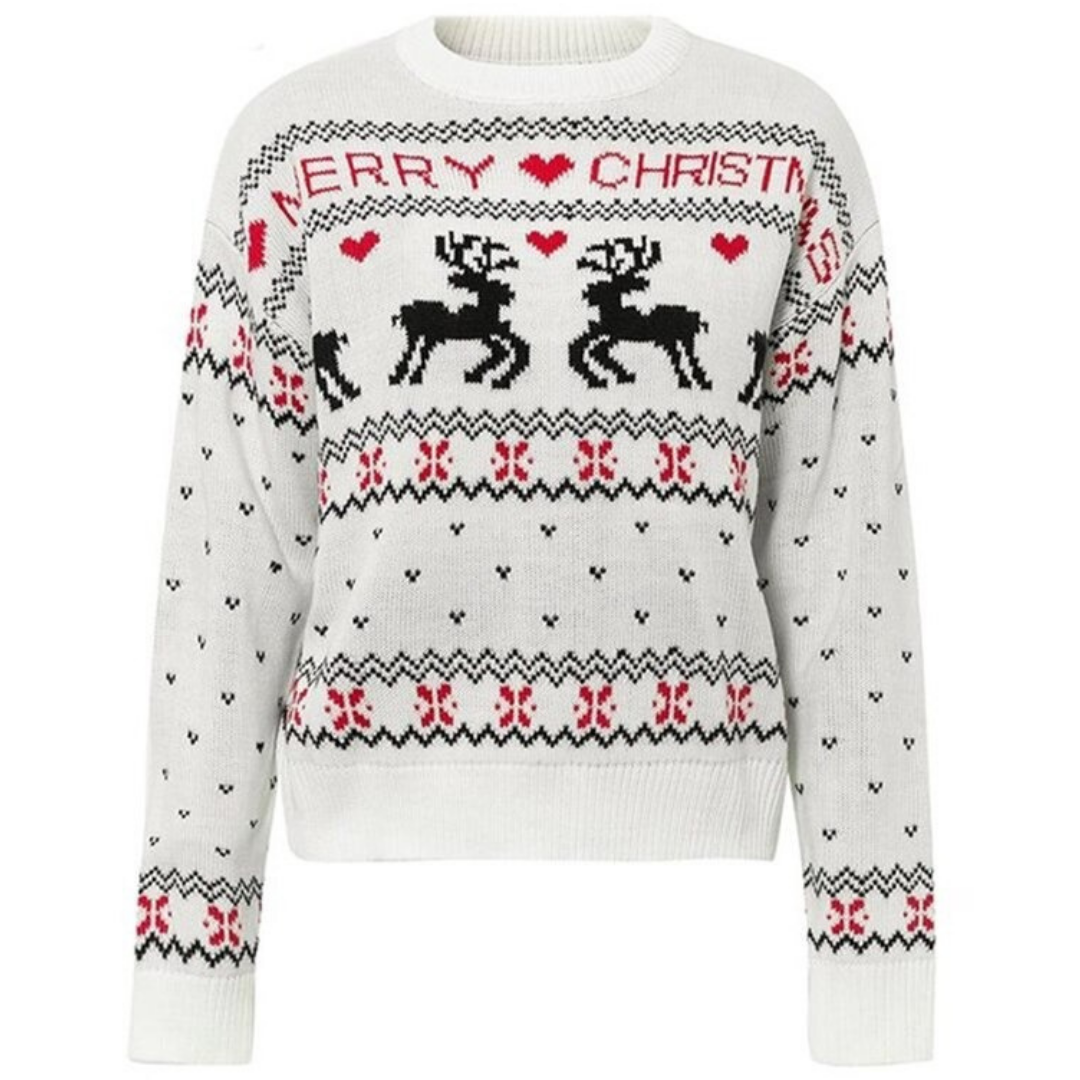 Maglione Natalizio Donna <br/> Renne Merry Christmas Nero